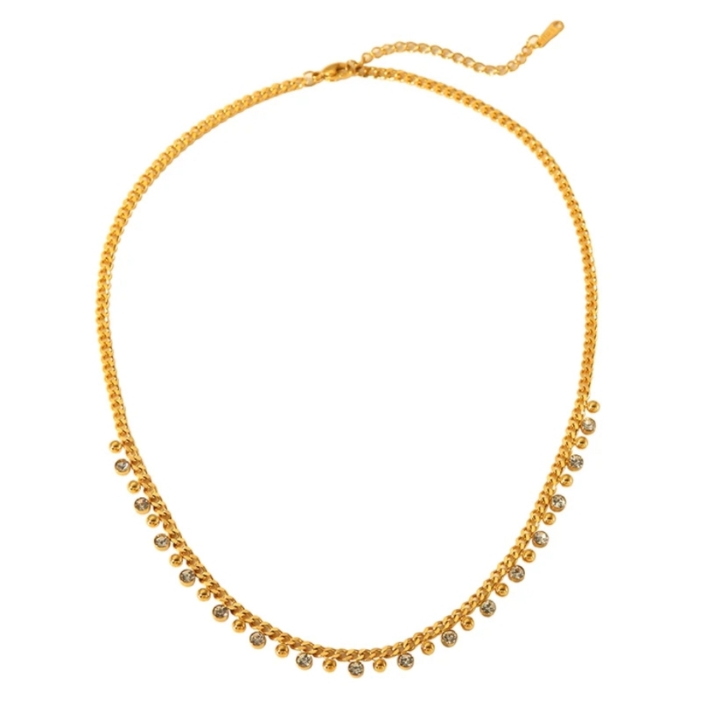 Chic Round Dangle Diamonds Pendant Chain Necklace